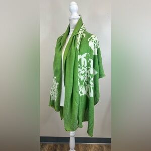 GAP Green Floral Wool Blend Scarf Wrap Boho Lightweight Spring Shawl Casual